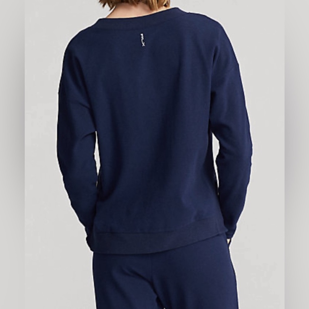 RLX RALPH LAUREN Womens Large Navy Blue V Neck Long Sleeve Golf Pullover Top - Picture 3 of 16